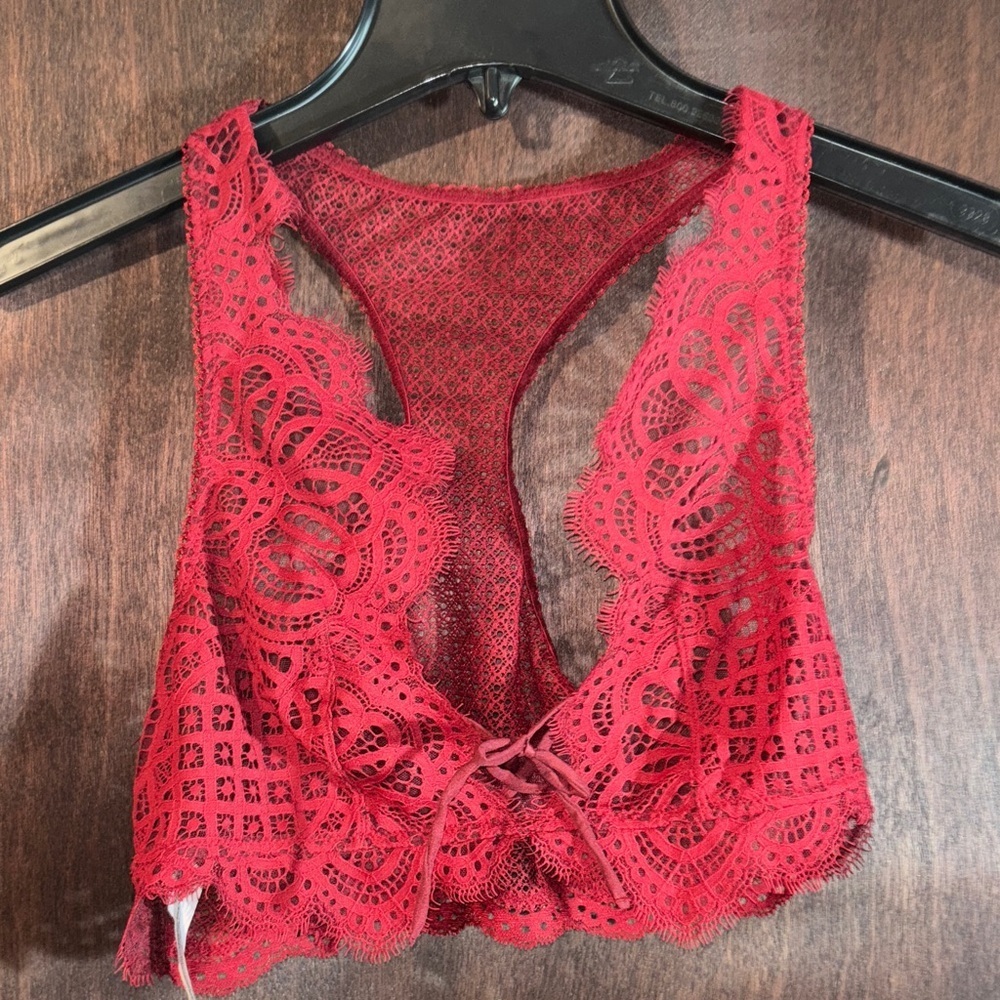 Victoria's Secret Red Dream Angels Lace Racerback Bralette Medium
